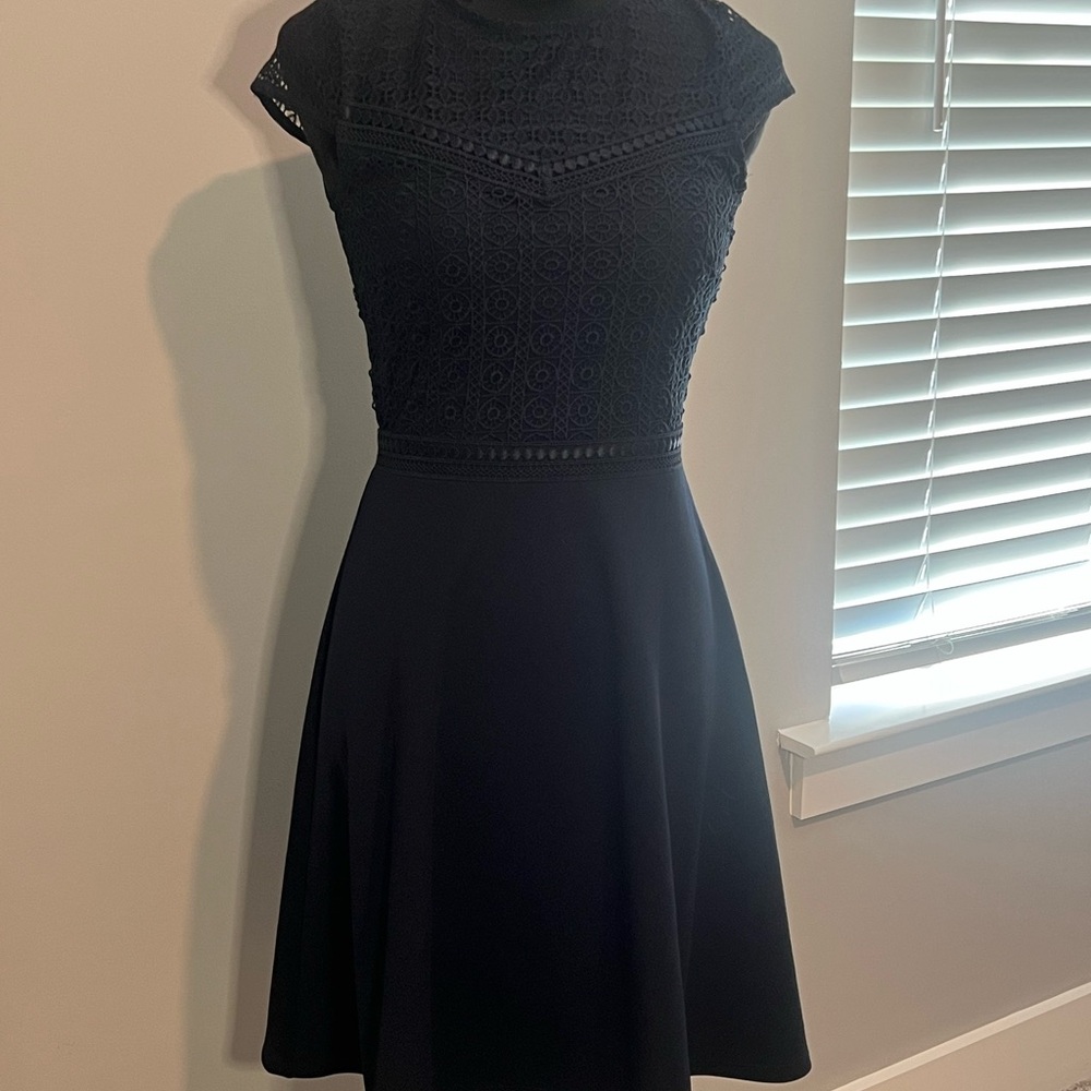 Elegant Navy Lace Dress